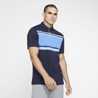 Polo Nike Dri-FIT Player Striped Golf Barbati Obsidienne Albastri Argintii | QZXY-53924